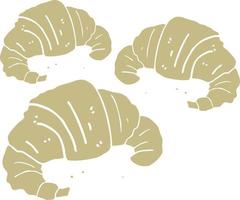 ilustração de cor lisa de croissants de desenho animado vetor