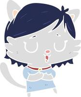 garota de gato de desenho animado de estilo de cor plana vetor