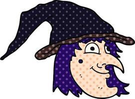 doodle bruxa feliz dos desenhos animados vetor