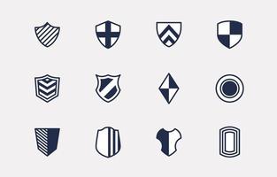 conjunto de ícones de escudo medieval simples vetor