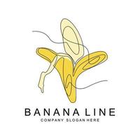 design de logotipo de banana, vetor de frutas com estilo de arte de linha, ilustração de walpaper de marca de produto