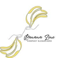 design de logotipo de banana, vetor de frutas com estilo de arte de linha, ilustração de walpaper de marca de produto