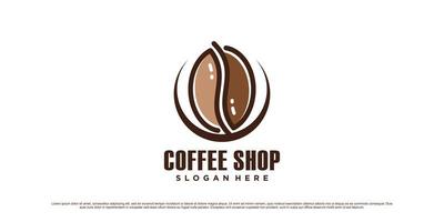 ilustração de design de logotipo de café com ícone de grão de café e conceito criativo vetor