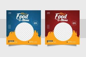 modelo de postagem de mídia social para quadro de banner simples de promoção de alimentos vetor