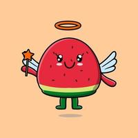personagem de melancia bonito dos desenhos animados em forma de fada vetor