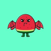 personagem de melancia de desenho animado mascote bonito drácula vetor