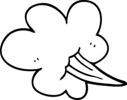 desenho de linha desenho animado nuvem whooshing vetor