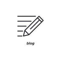 sinal de vetor de símbolo de blog é isolado em um fundo branco. cor do ícone editável.