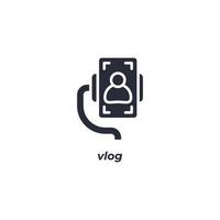 sinal de vetor de símbolo vlog é isolado em um fundo branco. cor do ícone editável.