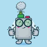 mascote de personagem de cigarro eletrônico vape bonito com o polegar para cima gesto isolado cartoon em design de estilo simples vetor