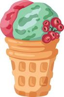 copo de waffle de sorvete com frutas silvestres, ilustração de sorvete vetor
