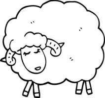 desenho de linha desenho animado ovelha negra vetor