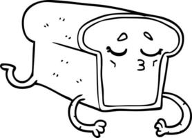 desenho de linha desenho animado pão vetor