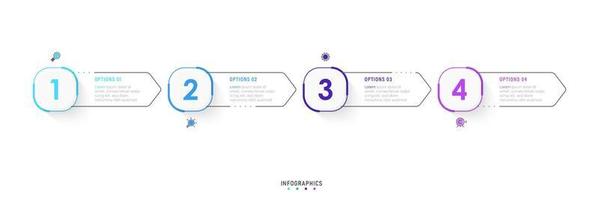 modelo de design de rótulo infográfico vetorial com ícones e 4 opções ou etapas. pode ser usado para diagrama de processo, apresentações, layout de fluxo de trabalho, banner, fluxograma, gráfico de informações. vetor