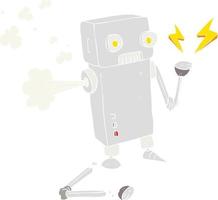 ilustração de cor plana de um robô quebrado de desenho animado vetor