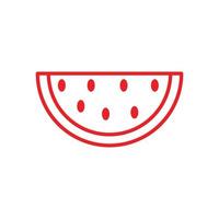eps10 melancia vector vermelho fatiado ícone de linha madura isolado no fundo branco. símbolo de contorno de frutas de melancia em um estilo moderno simples e moderno para o design do seu site, logotipo e aplicativo móvel