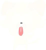 cão de desenho animado de estilo de cor plana com língua de fora vetor