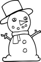 desenho de linha cartoon boneco de neve tradicional vetor