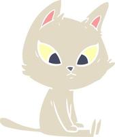 gato de desenho animado de estilo de cor plana confuso vetor