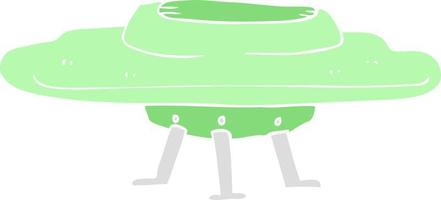 ilustração de cor plana de um disco voador de desenho animado vetor
