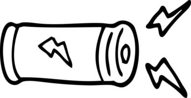 bateria elétrica de desenho de linha de desenho animado vetor