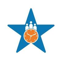 logotipo de conceito de forma de estrela de tempo de pessoas. vetor de ícone de logotipo de saúde bem sucedido tempo.