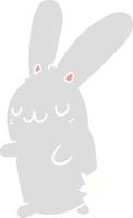 coelho de desenho animado de estilo de cor plana bonito vetor