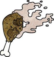 doodle de desenho animado perna de frango cozida vetor