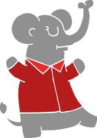 elefante de desenho animado vestindo camisa vetor