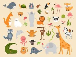 desenhos animados de animais selvagens vetor