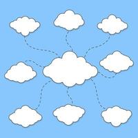 diagrama de nuvem em fundo azul vetor