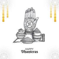 deusa laxmi bênção com desenho de joias e moedas para o festival indiano dhanteras design vetor