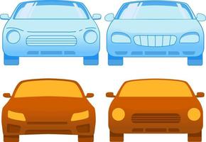 ícone de vista frontal do carro. vector.isolated plano em um conjunto branco background.vehicle view.a frontal de veículos. vetor
