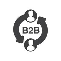 silhueta de ícone preto b2b isolada em background.business-to-business branco. vector illustration.negotiation plana do conceito de duas pessoas.comunicação.