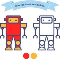 livro de colorir para crianças. esboçado doodle bot.toy robot.flat vector.isolated em um fundo branco. vetor