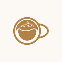 logotipo de ilustração abstrata de montanha de café vetor