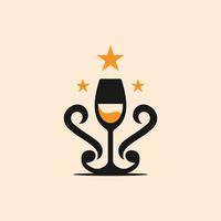 logotipo de luxo moderno de estrela de vinho de vidro vetor