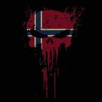 bandeira da noruega de cabeça de caveira com textura grunge - design de camiseta vetorial vetor