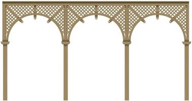 arcada varanda de madeira clássica com arcos vetor