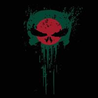 bandeira de bangladesh cabeça de caveira com vetor de textura grunge