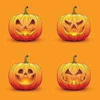 conjunto de abóboras de halloween fofas e assustadoras. ilustração vetorial de férias de outono vetor