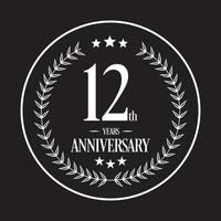 ícone de vetor de aniversário de 12 anos de luxo, logotipo. elemento de design gráfico
