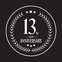ícone de vetor de aniversário de 13 anos de luxo, logotipo. elemento de design gráfico