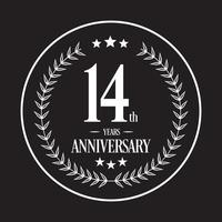 ícone de vetor de aniversário de 14 anos de luxo, logotipo. elemento de design gráfico