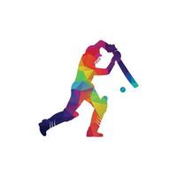 batedor jogando críquete. logotipo da competição de críquete. personagem de críquete estilizado para design de sites. vetor