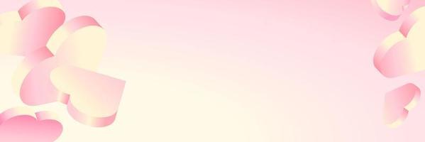 banner horizontal com corações rosa isométricos 3d. lugar para texto. feliz dia dos namorados modelo de marketing com gradiente rosa e espaço de cópia. vetor