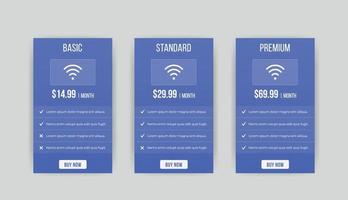 modelo de planos e tabelas de preços infográfico limpo azul vetor