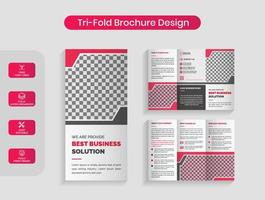design de folheto corporativo moderno criativo de cor vermelha com três dobras vetor