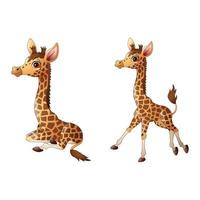 coleções de ilustração de desenhos animados de girafa fofa vetor