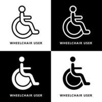 desenho de ícone de cadeira de rodas. logotipo de vetor de símbolo de deficiência